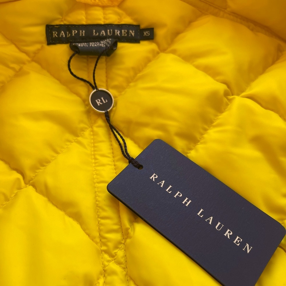 RALPH LAUREN Bright Sunshine Yellow Warm Down Puffer Jacket Woman’s XS NEW TAGS!